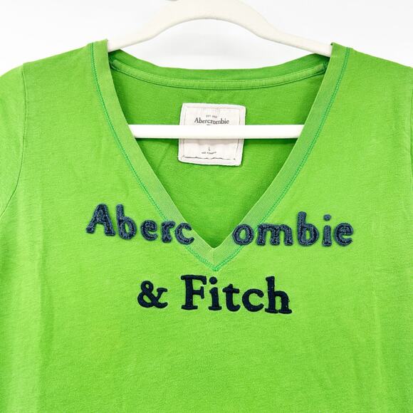 Abercrombie & Fitch A&F Womens Y2K Preppy Cotton V-Neck Short Sleeve Tee Size L - Picture 2 of 5